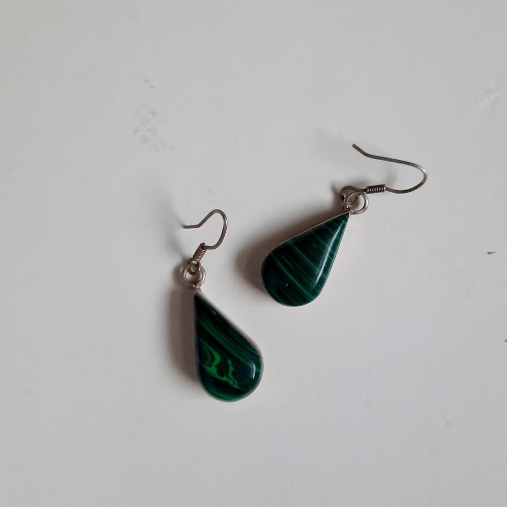 Malachite silver earrings